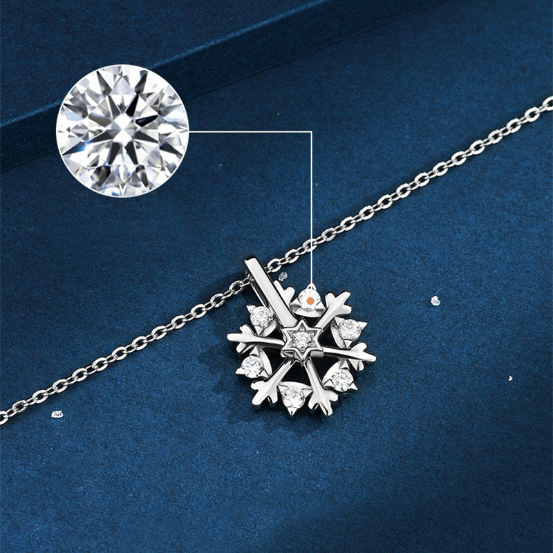 Rotatable Silver Snowflake Necklace