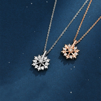 Rotatable Silver Snowflake Necklace